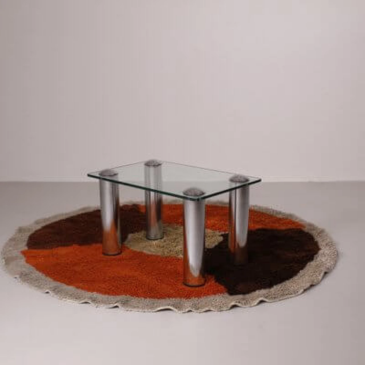 Steel coffee table with glass top, 1970s 7