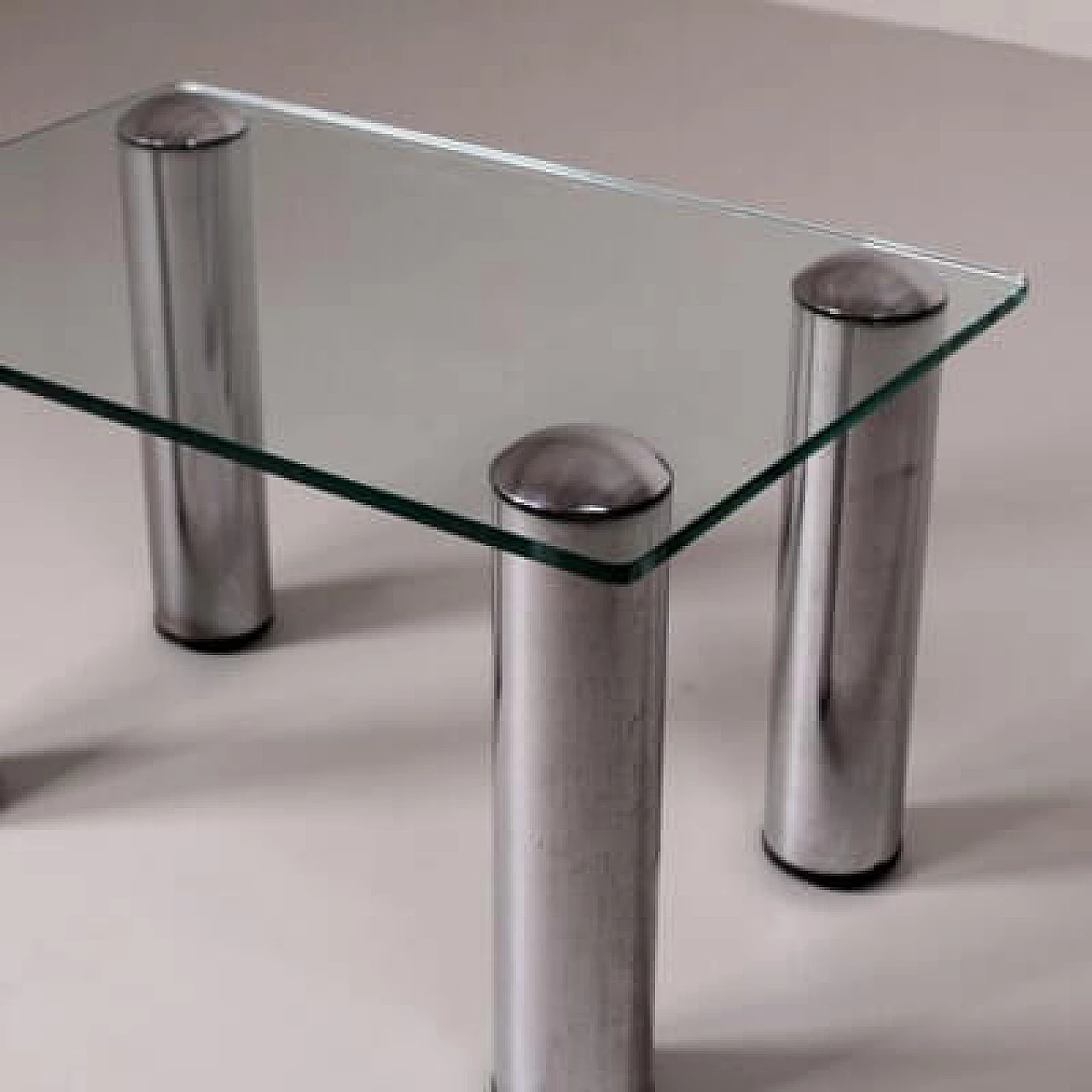 Steel coffee table with glass top, 1970s 10