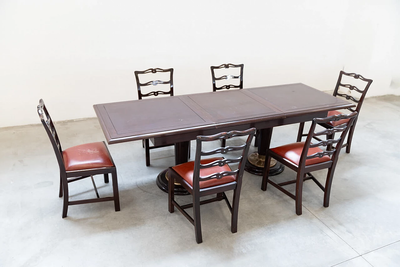 6 Mahogany chairs and table in naval style, 1980s 17