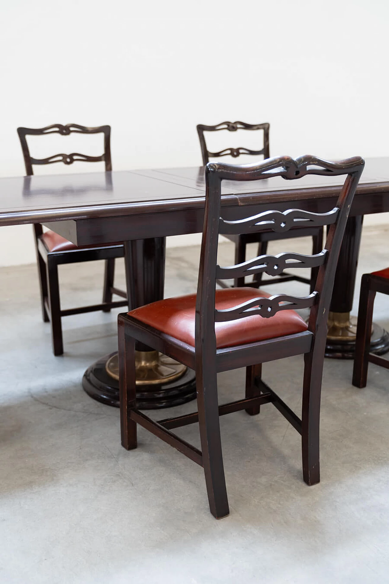 6 Mahogany chairs and table in naval style, 1980s 18