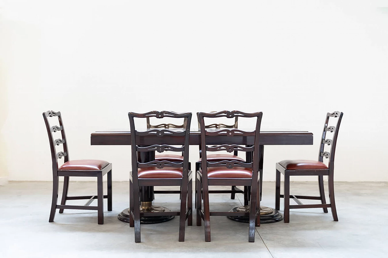 6 Mahogany chairs and table in naval style, 1980s 20
