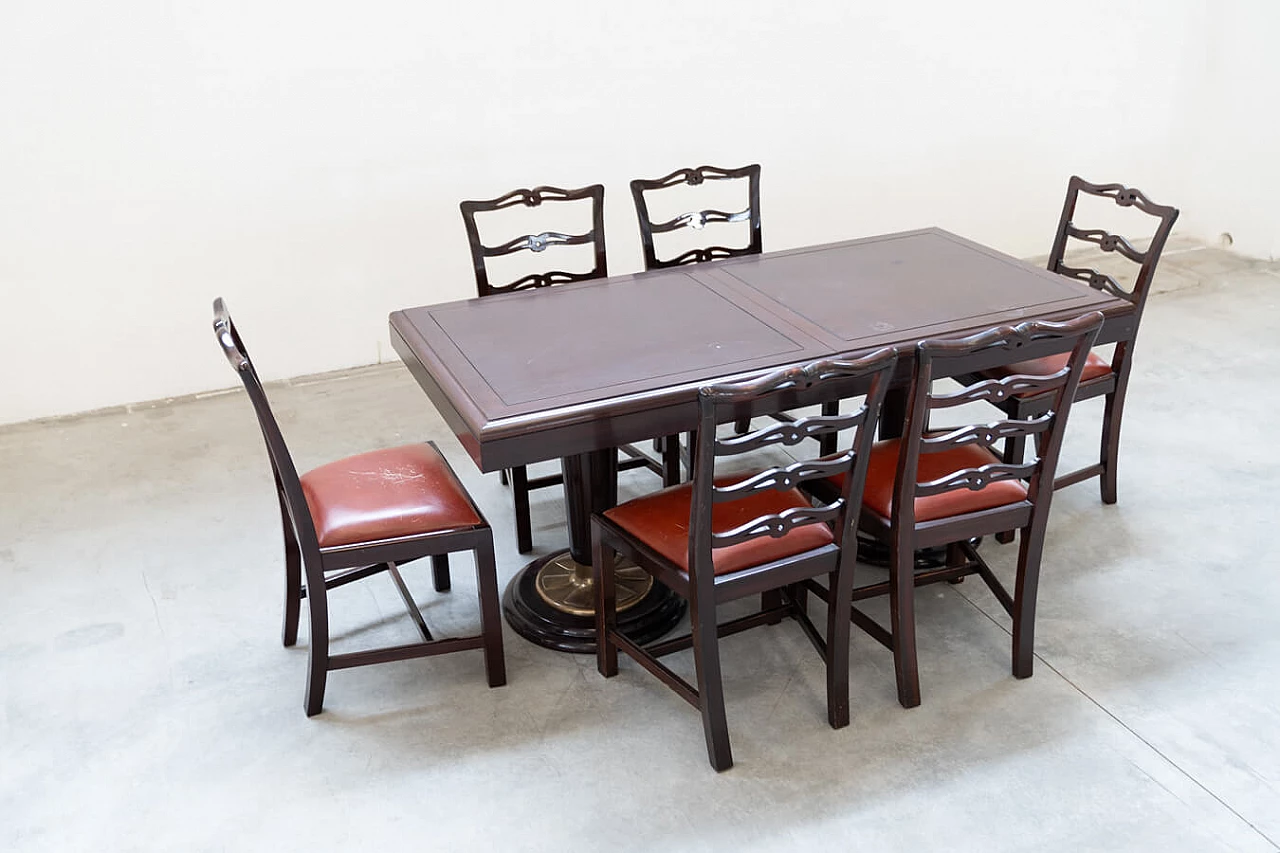 6 Mahogany chairs and table in naval style, 1980s 21