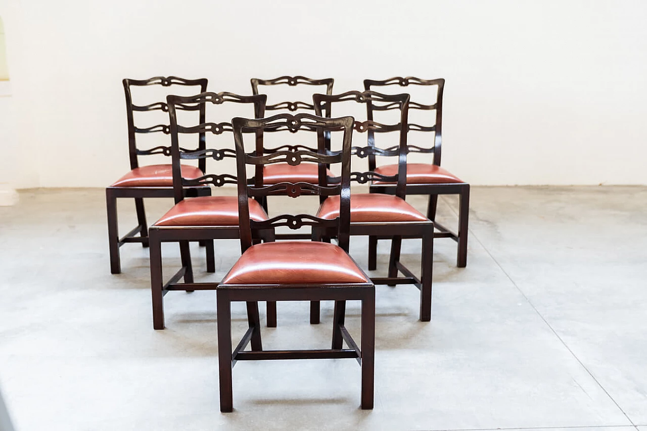 6 Mahogany chairs and table in naval style, 1980s 25