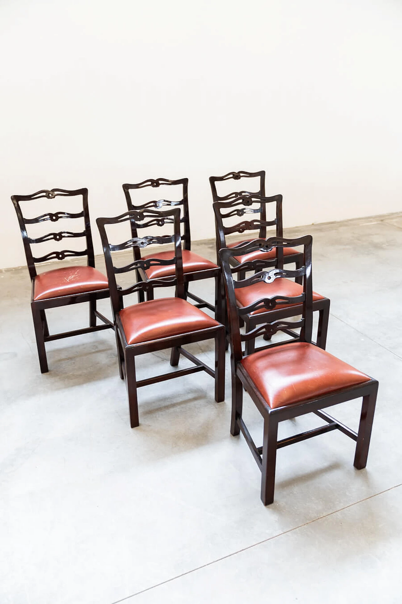 6 Mahogany chairs and table in naval style, 1980s 26