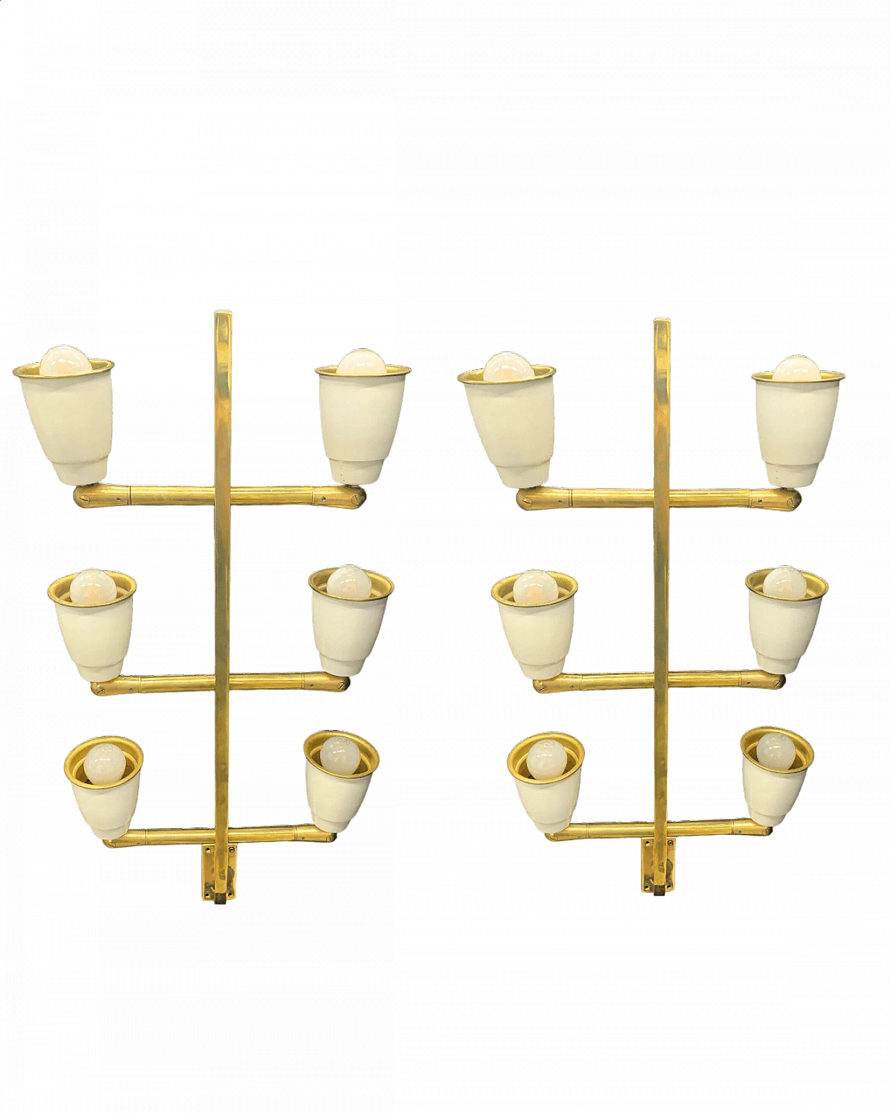 Pair of brass wall lights attributed to Pietro Chiesa, 1950s 1