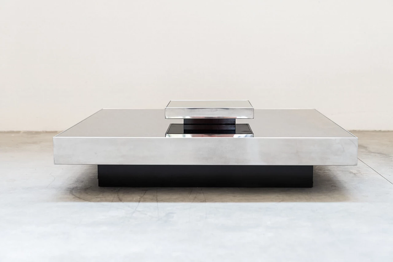 Steel and glass coffee table by Giovanni Ausenda, 1970s 1