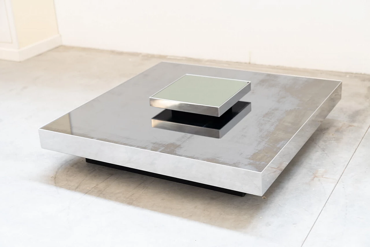 Steel and glass coffee table by Giovanni Ausenda, 1970s 9