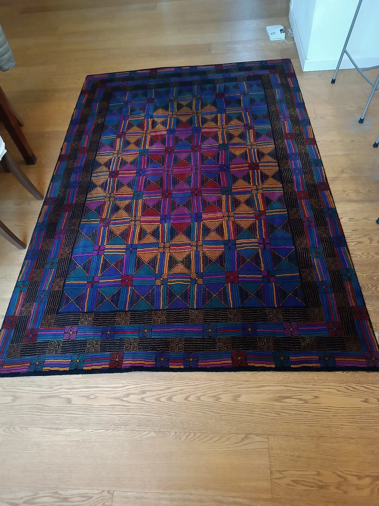 Tappeto Missoni in lana disegno geometrico, anni '80 2