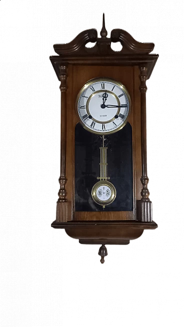 Wood and metal wall pendulum clock