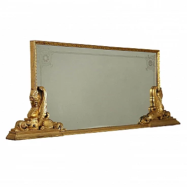 Eclectic carved and gilded wooden stand mirror, 1950s