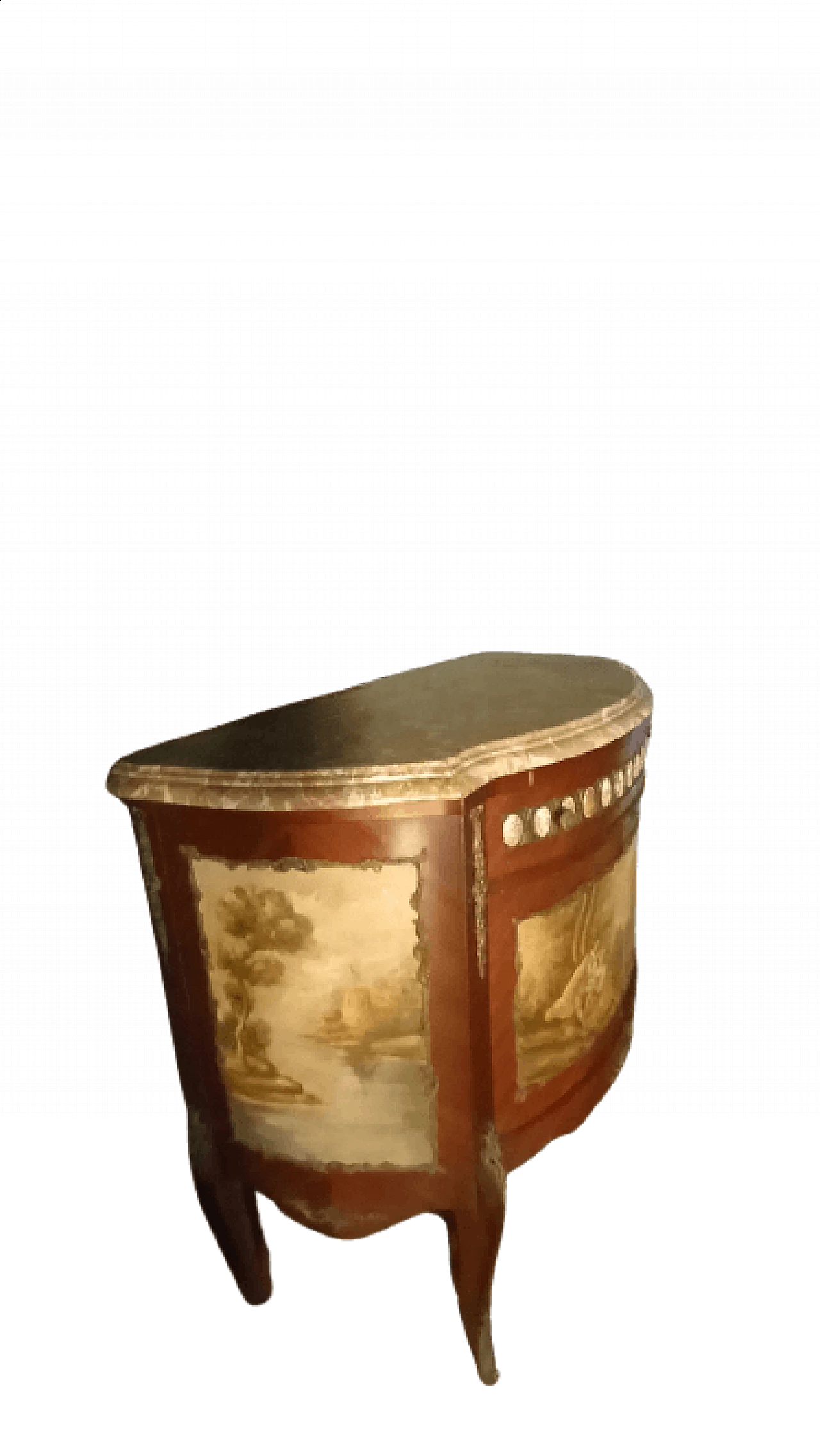 Credenza con piano in marmo rosa e decori in ceramica, anni '60 2