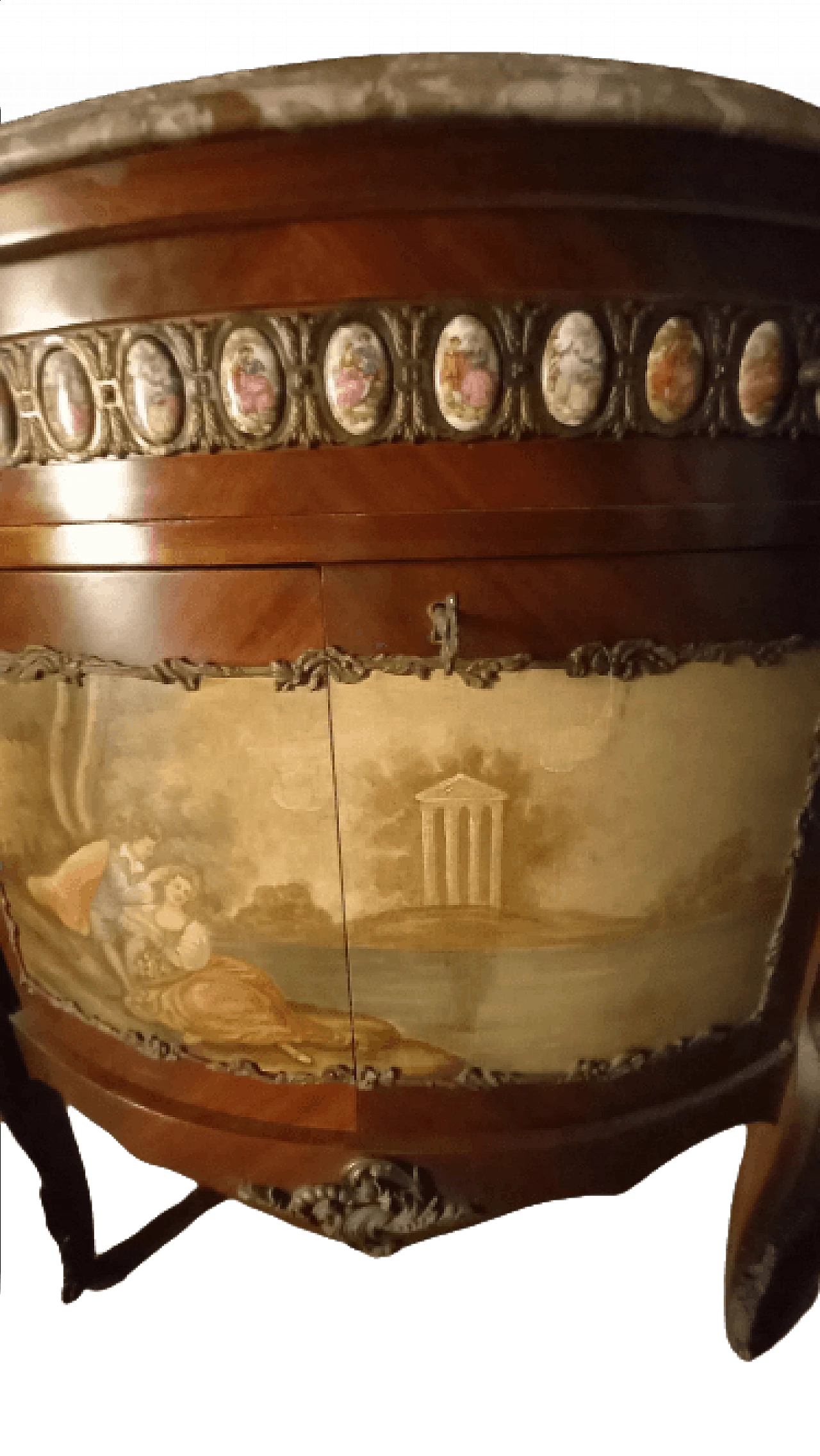 Credenza con piano in marmo rosa e decori in ceramica, anni '60 5