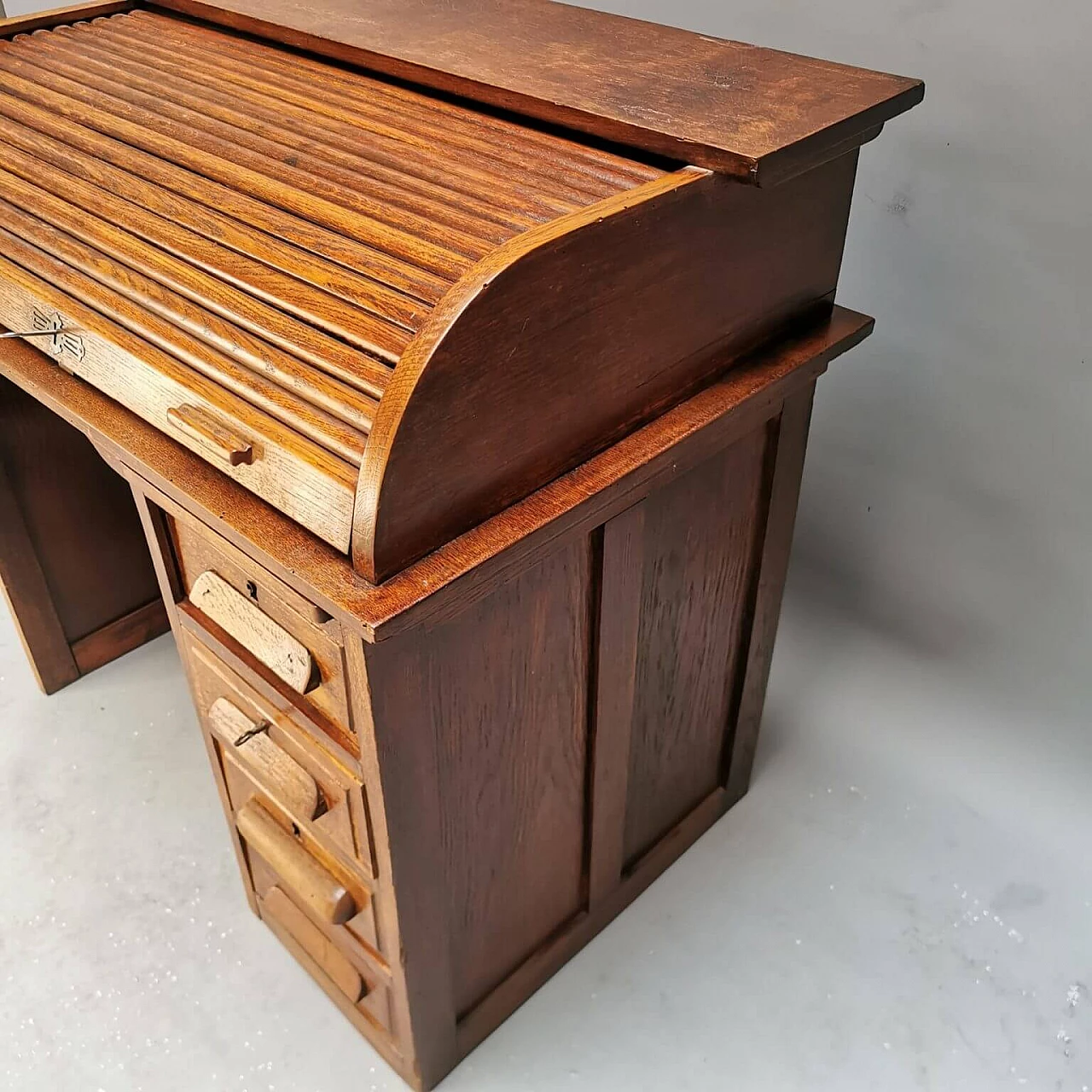 Wooden writing desk with shutter, 1960s 4