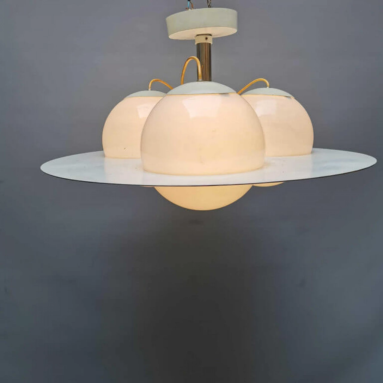 Lampadario Space Age in metallo e vetro, anni '60 2