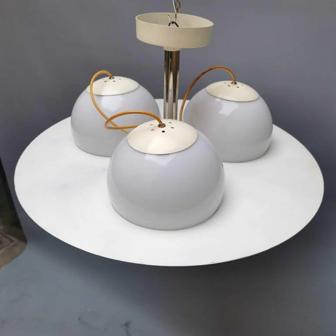 Lampadario Space Age in metallo e vetro, anni '60 4