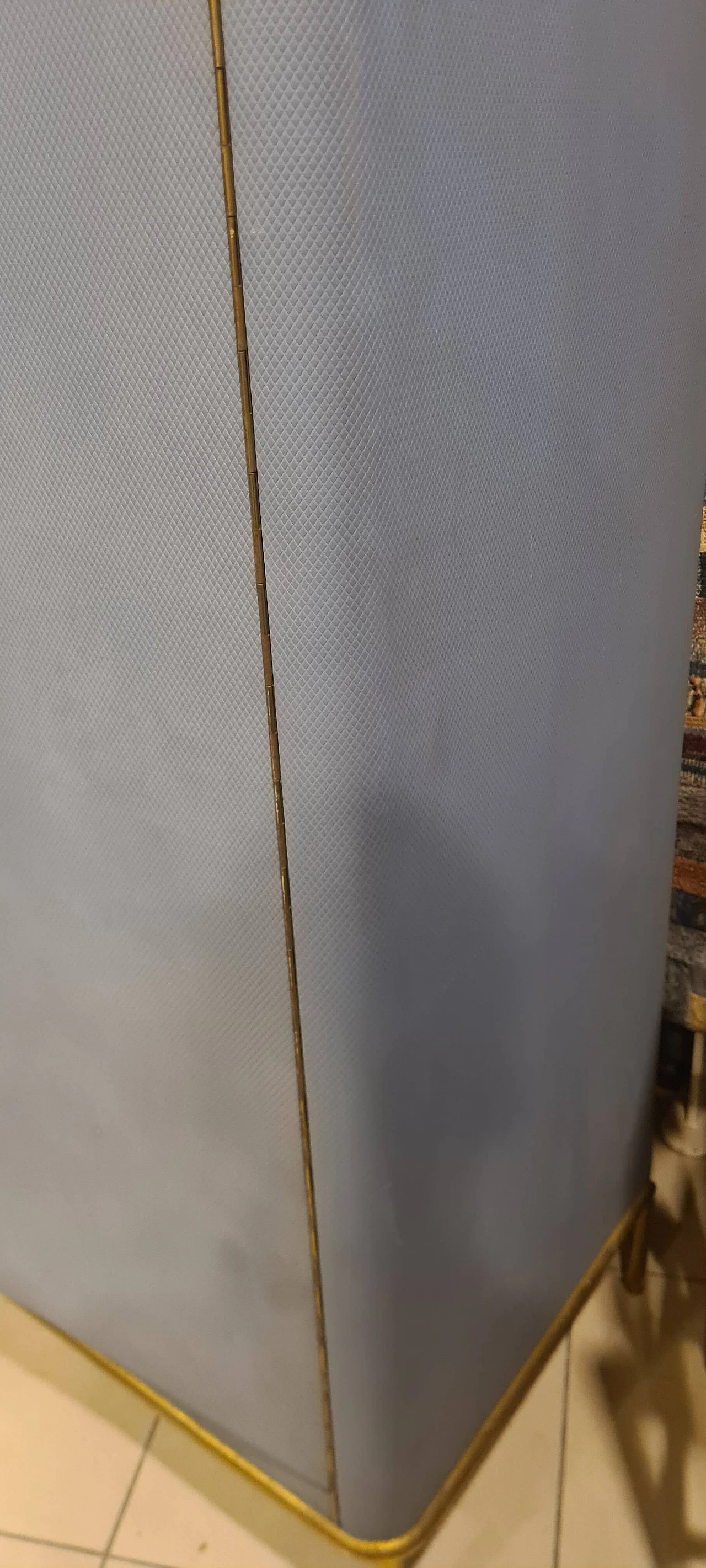 Armadio in skai azzurro con profili in metallo dorato, anni '60 4