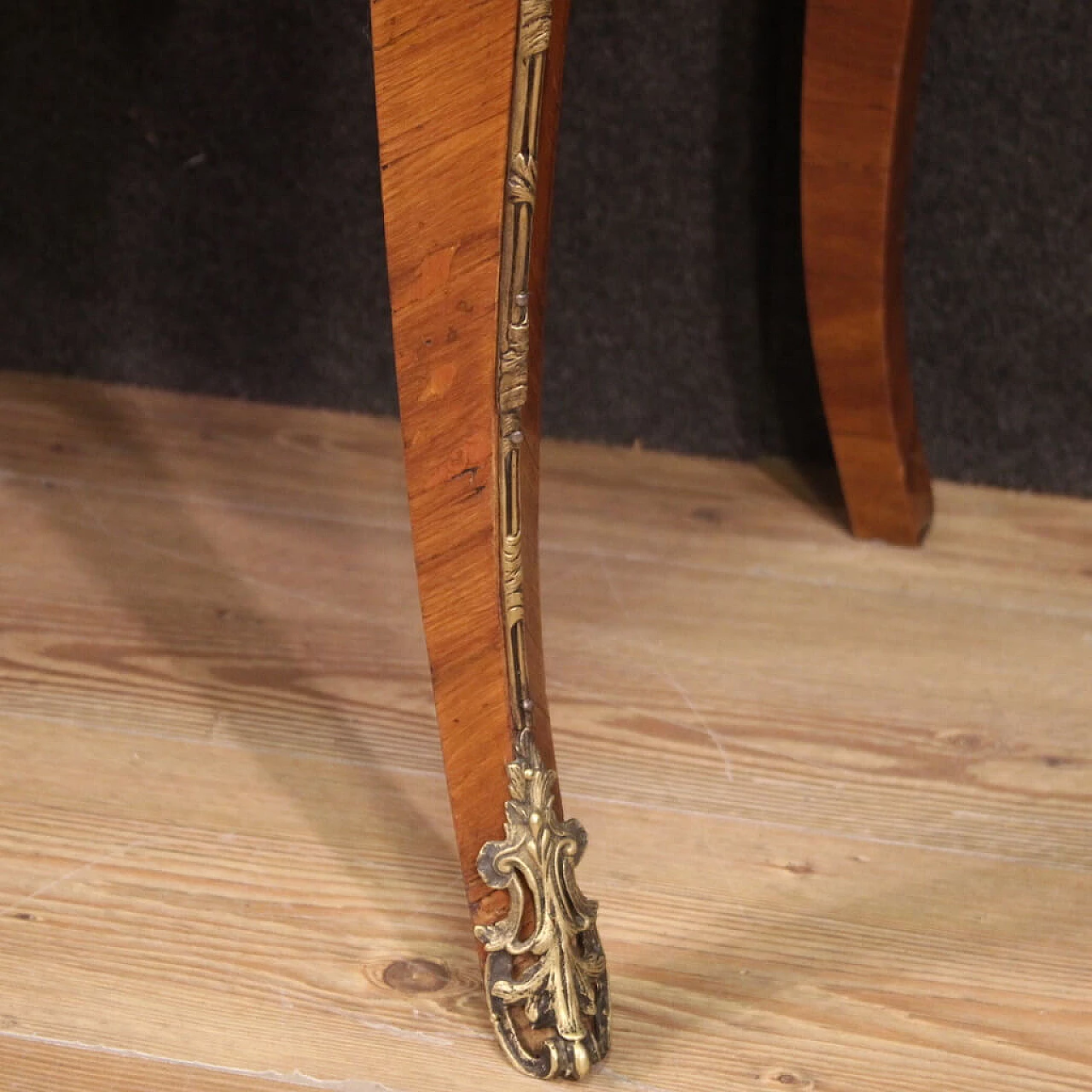French Louis XV style inlaid wood dresser with marble top 9