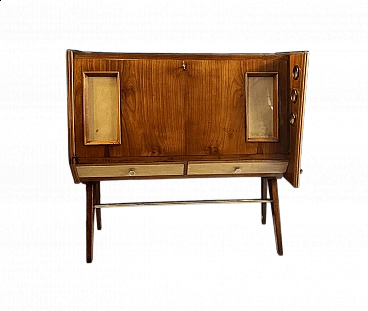 Mobile bar in legno e vetro, anni '60