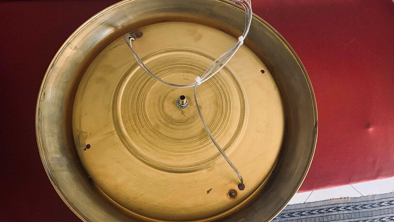 Plafoniera in ottone e  vetro attribuita a Fontana Arte, anni '60 6