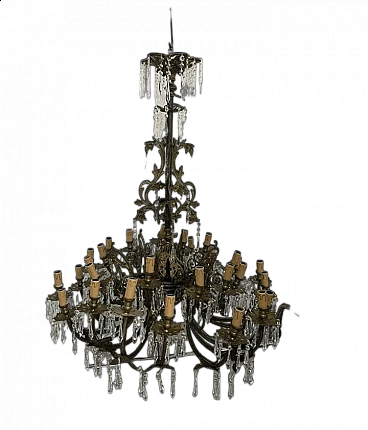 Thirty-light metal and crystal chandelier, early 20th century