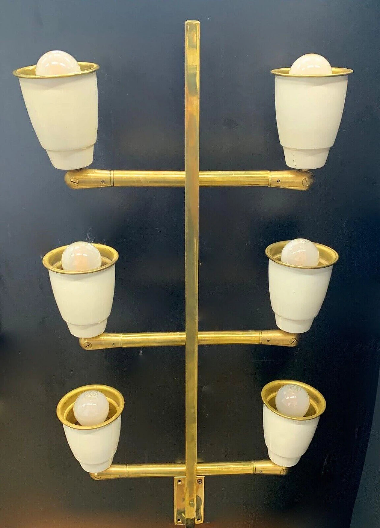 Pair of brass wall lights attributed to Pietro Chiesa, 1950s 2
