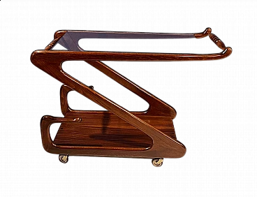 Wood and crystal cart by Cesare Lacca, 1950s