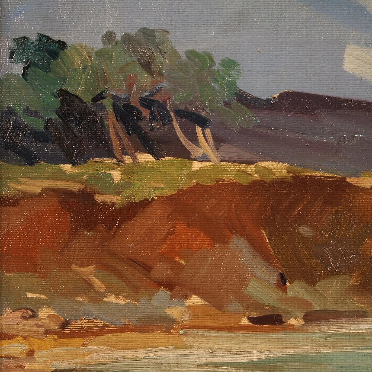 R. Natali, Paesaggio marino, olio su tela, anni '50 11