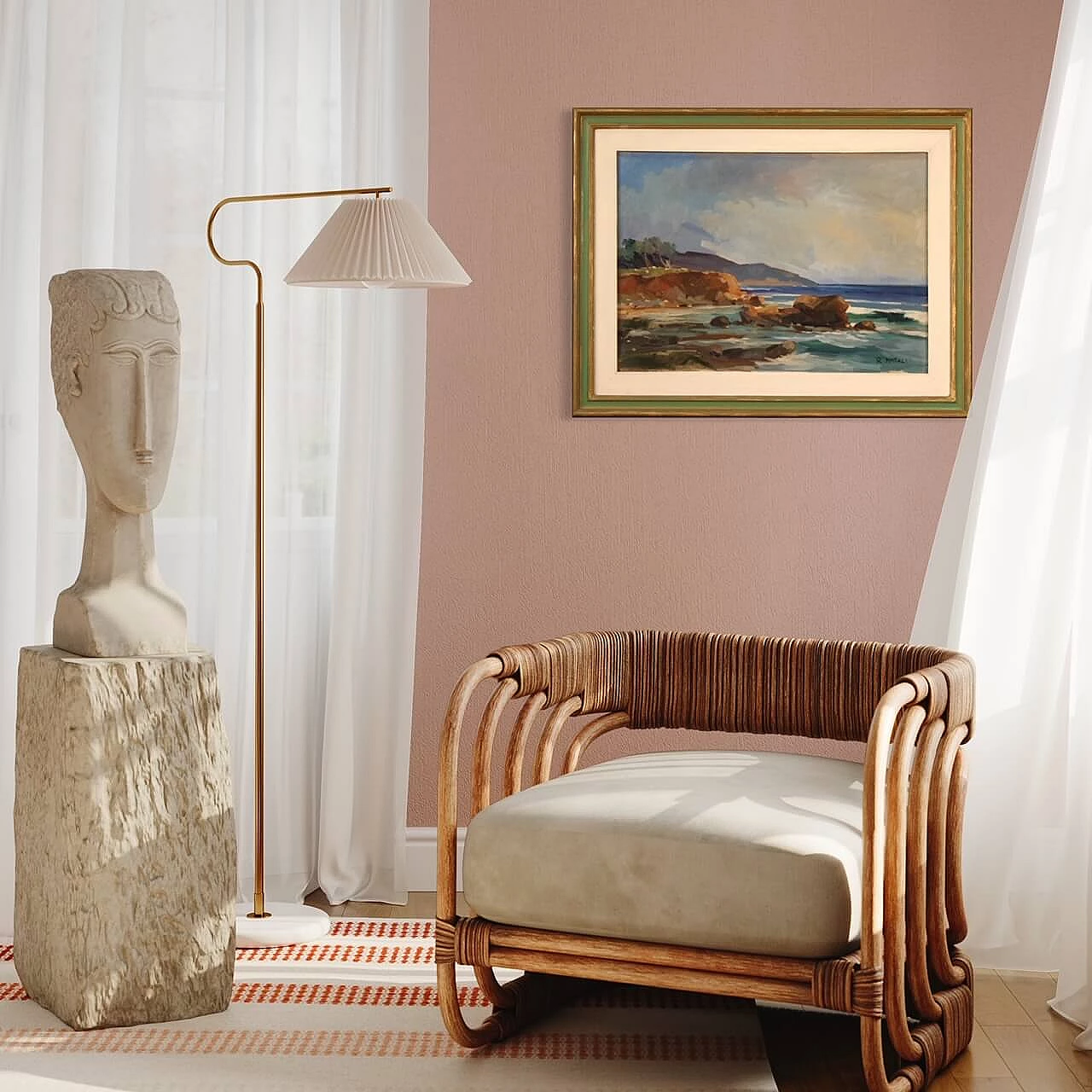 R. Natali, Paesaggio marino, olio su tela, anni '50 13