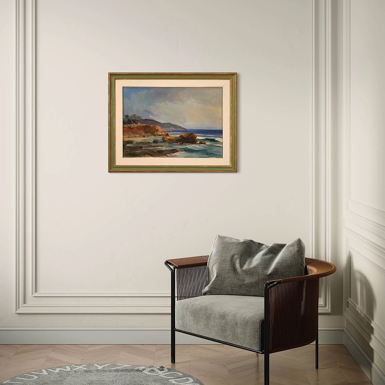 R. Natali, Paesaggio marino, olio su tela, anni '50 14