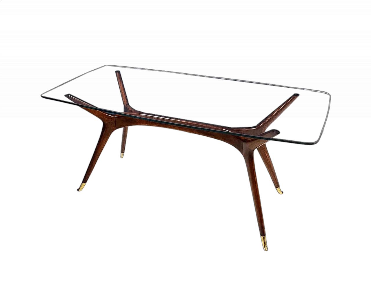 Tavolino in legno e vetro attribuito a Ico Parisi, anni '50 8