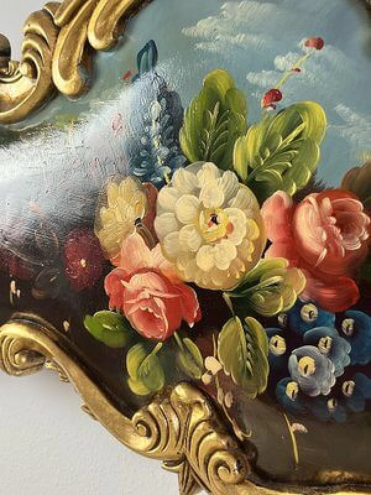 Pair of hand-painted over-door panels, 1940s 8