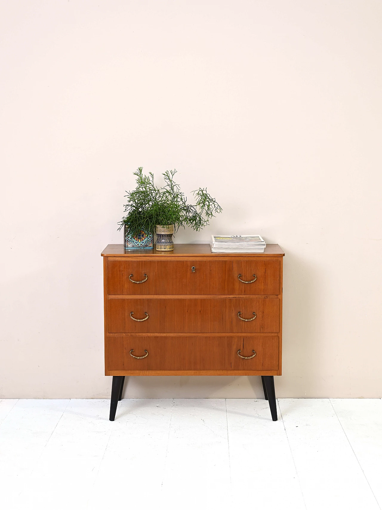 Scandinavian teak chest of drawers with black legs, 1960s 1