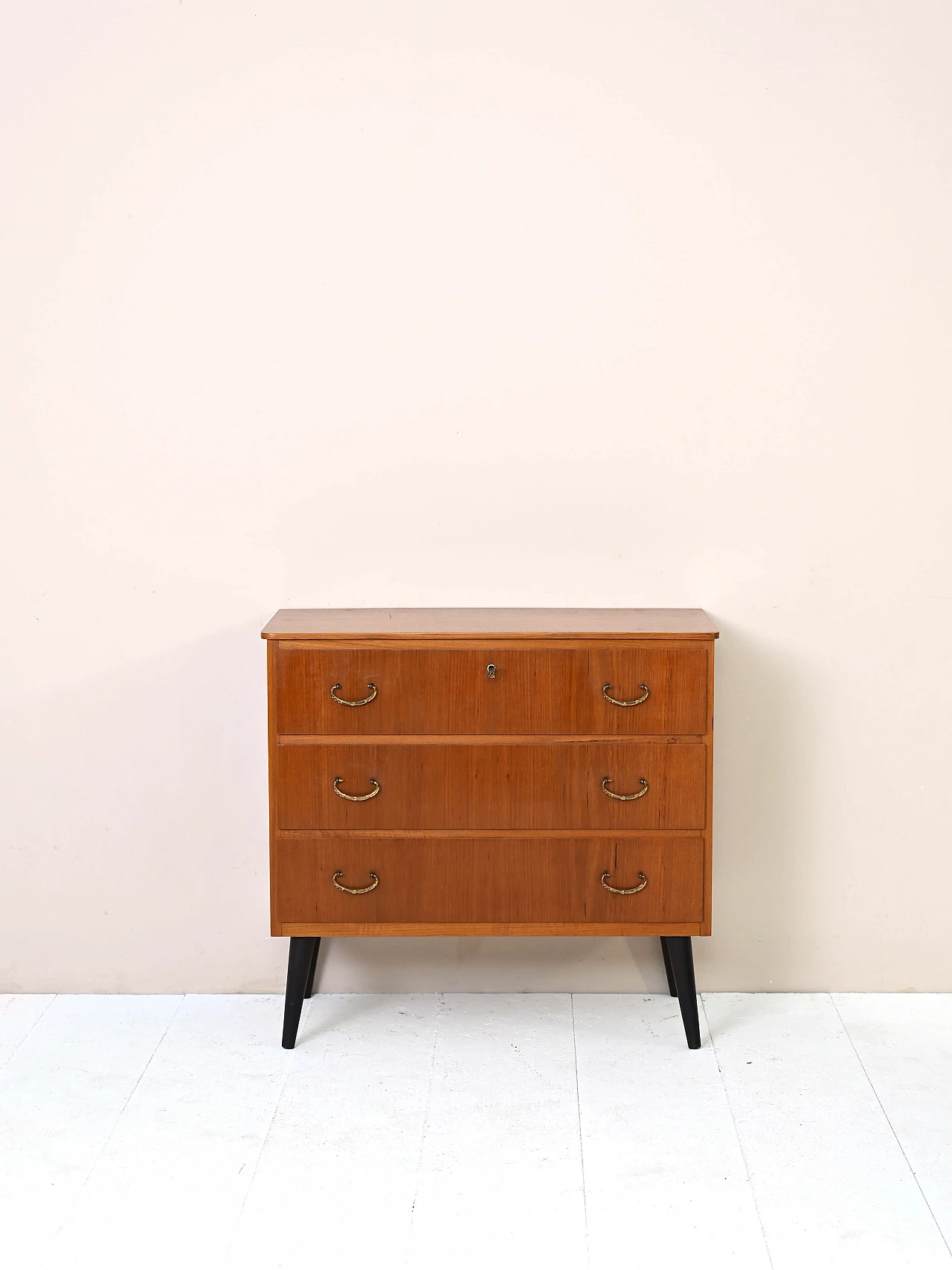 Scandinavian teak chest of drawers with black legs, 1960s 2