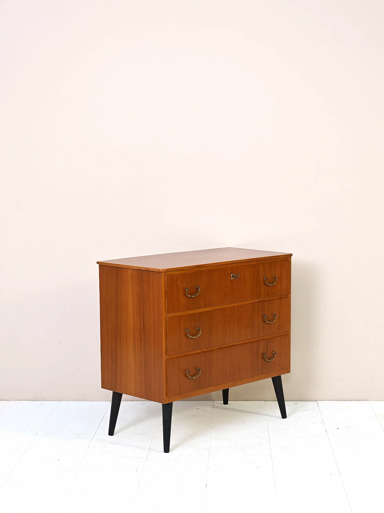 Scandinavian teak chest of drawers with black legs, 1960s 3