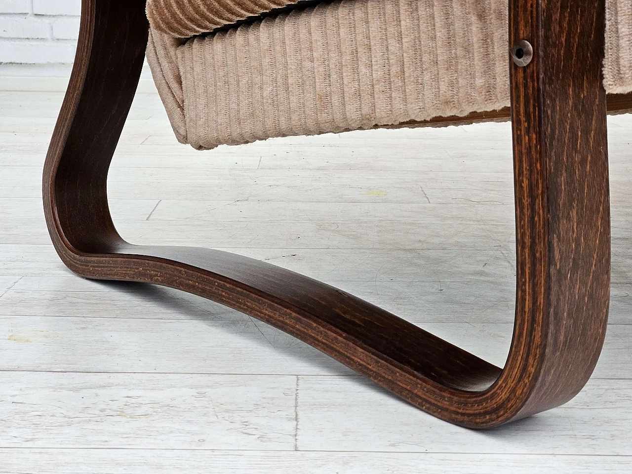 Danish three-seater corduroy and bentwood sofa, 1970s 5