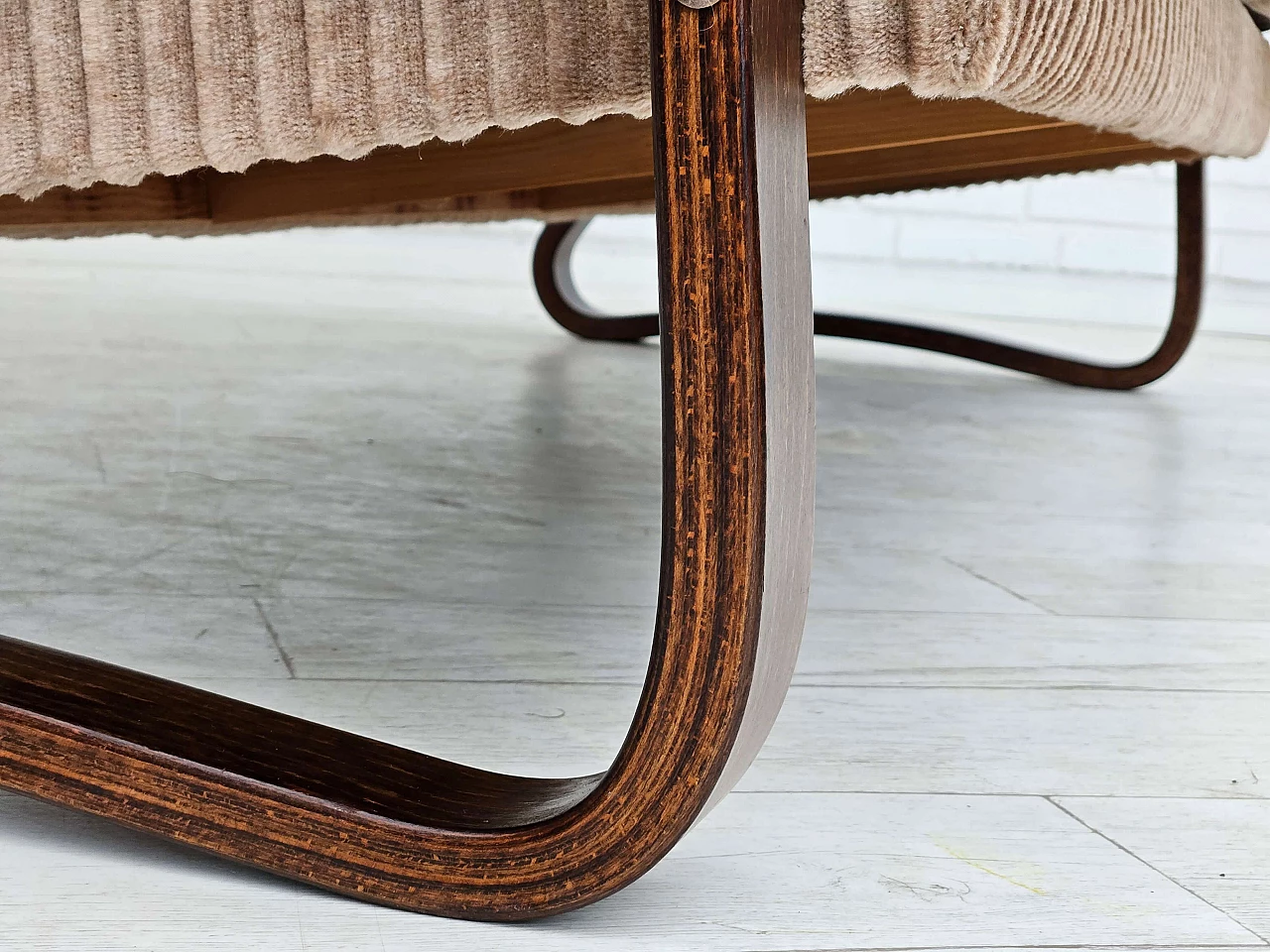 Danish three-seater corduroy and bentwood sofa, 1970s 9