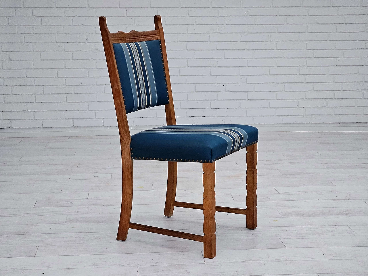 6 Danish oak and wool dining chairs, 1970s 6