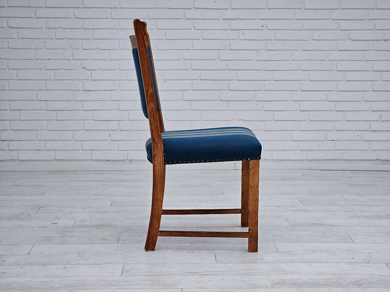 6 Danish oak and wool dining chairs, 1970s 11