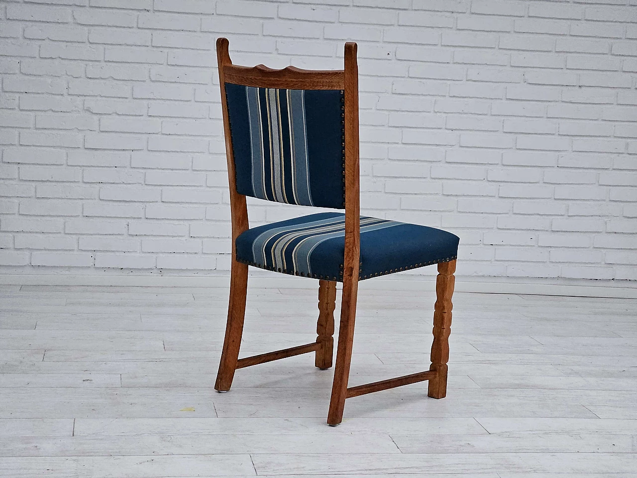 6 Danish oak and wool dining chairs, 1970s 12