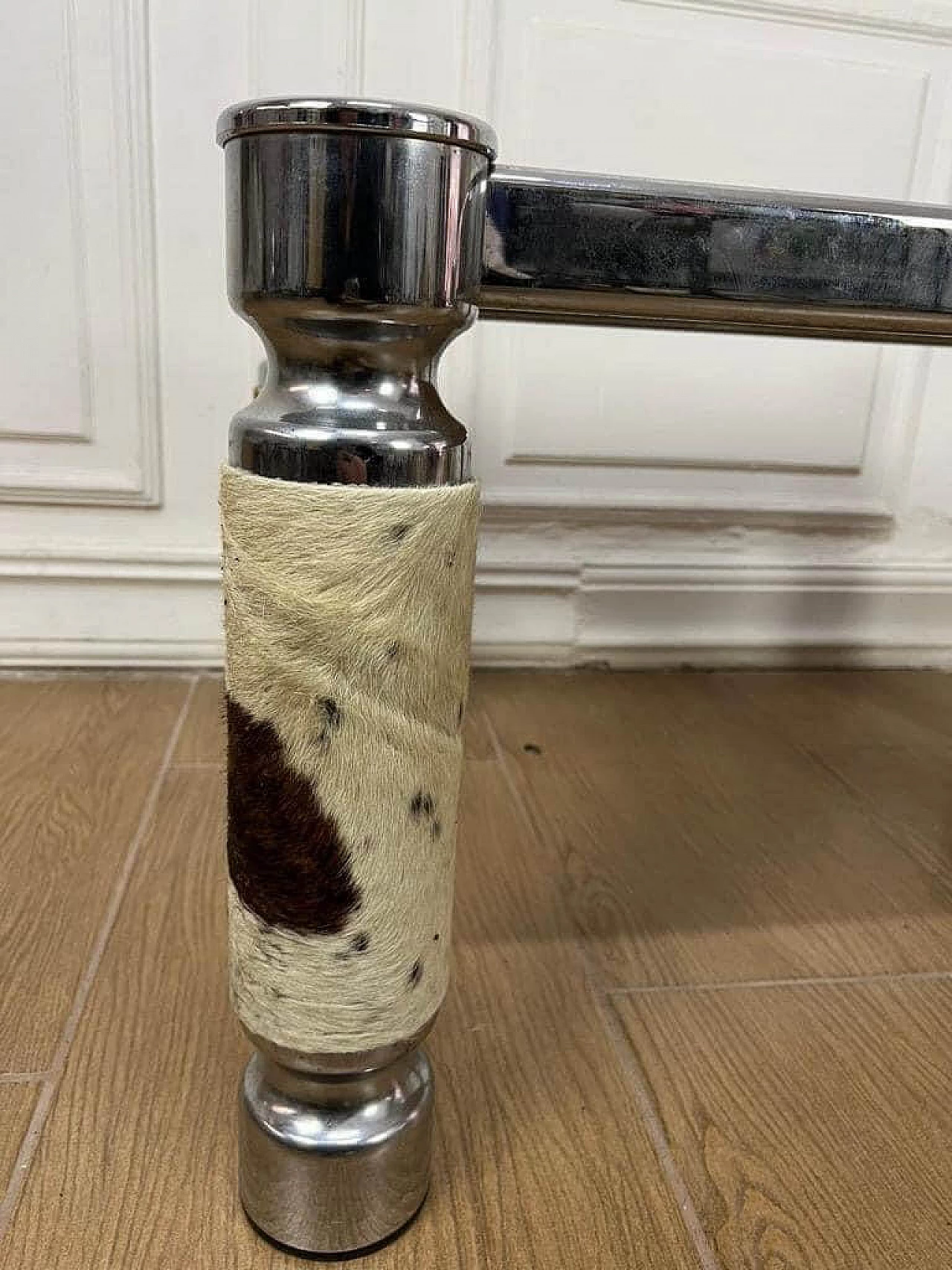 Metal, leather and alabaster coffee table, 1970s 6