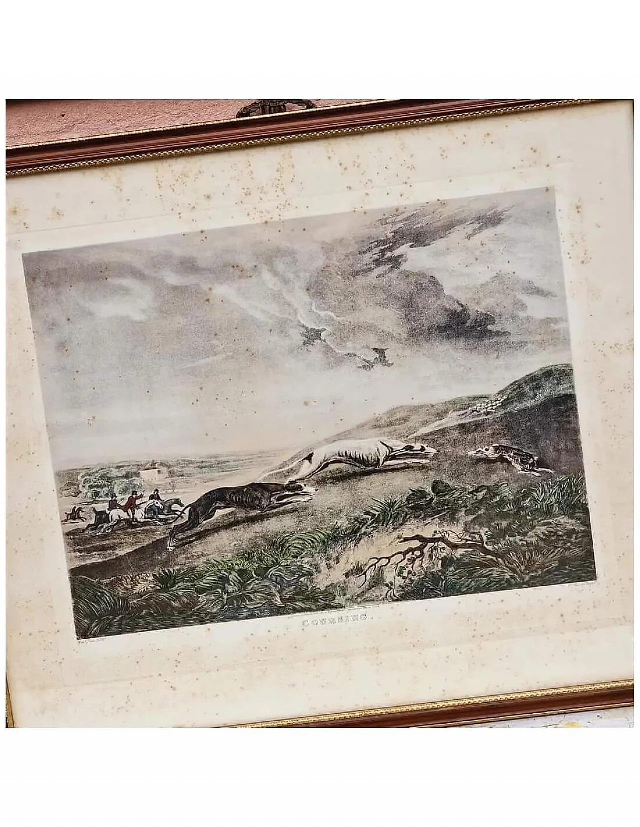 4 Litografie acquarellate con caccia alla lepre, fine '800 4