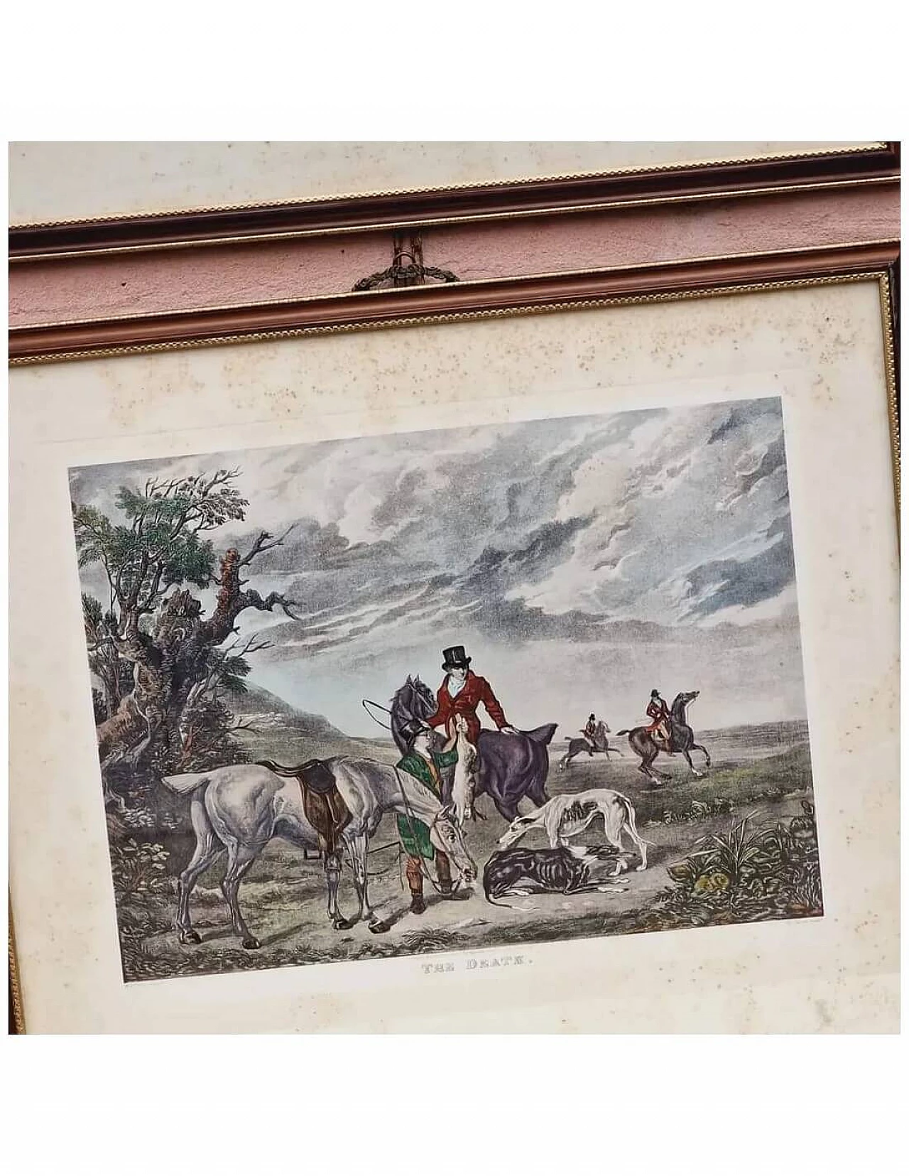 4 Litografie acquarellate con caccia alla lepre, fine '800 6