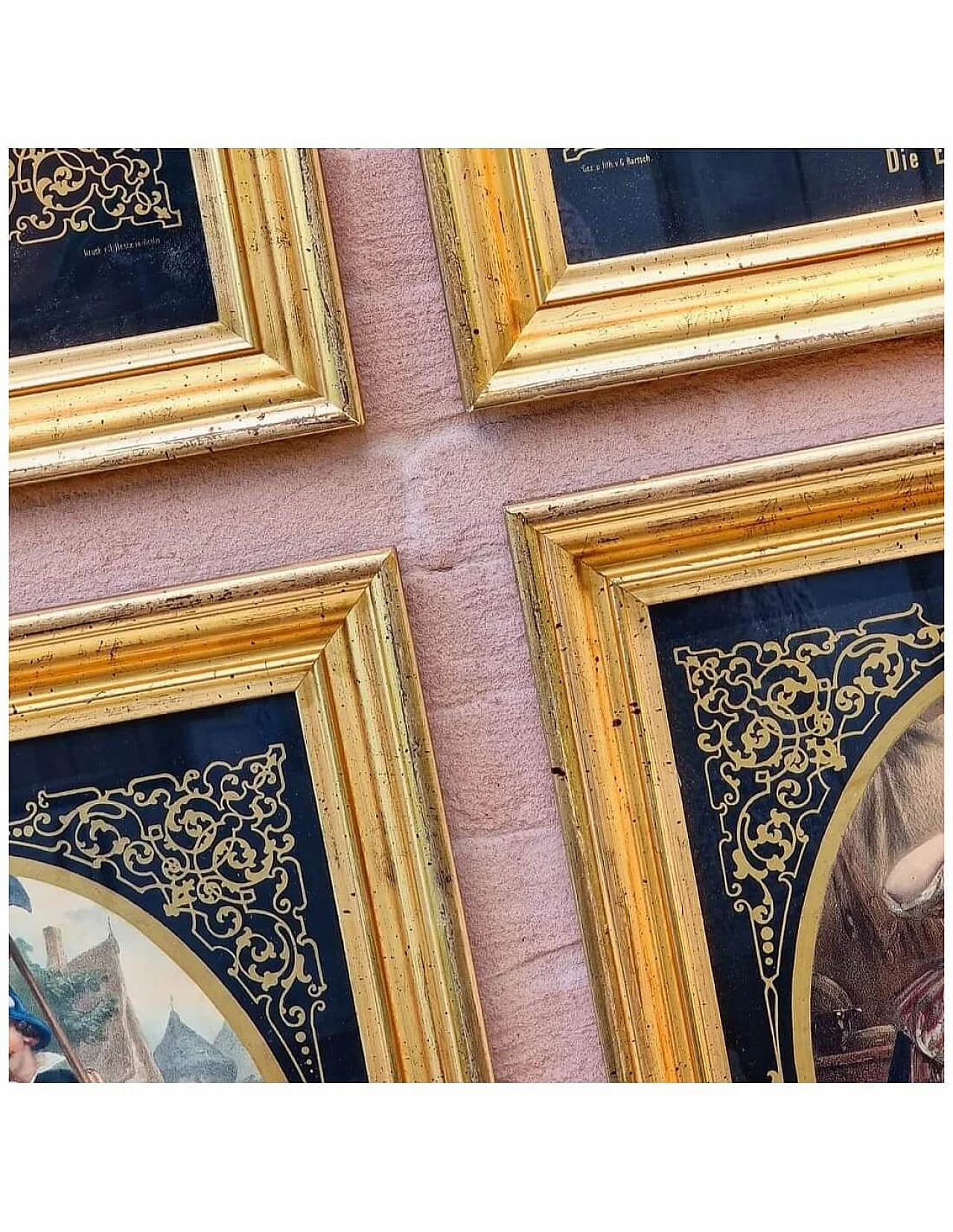 4 Litografie acquarellate di Gustav Bartsch, seconda metà dell'800 5