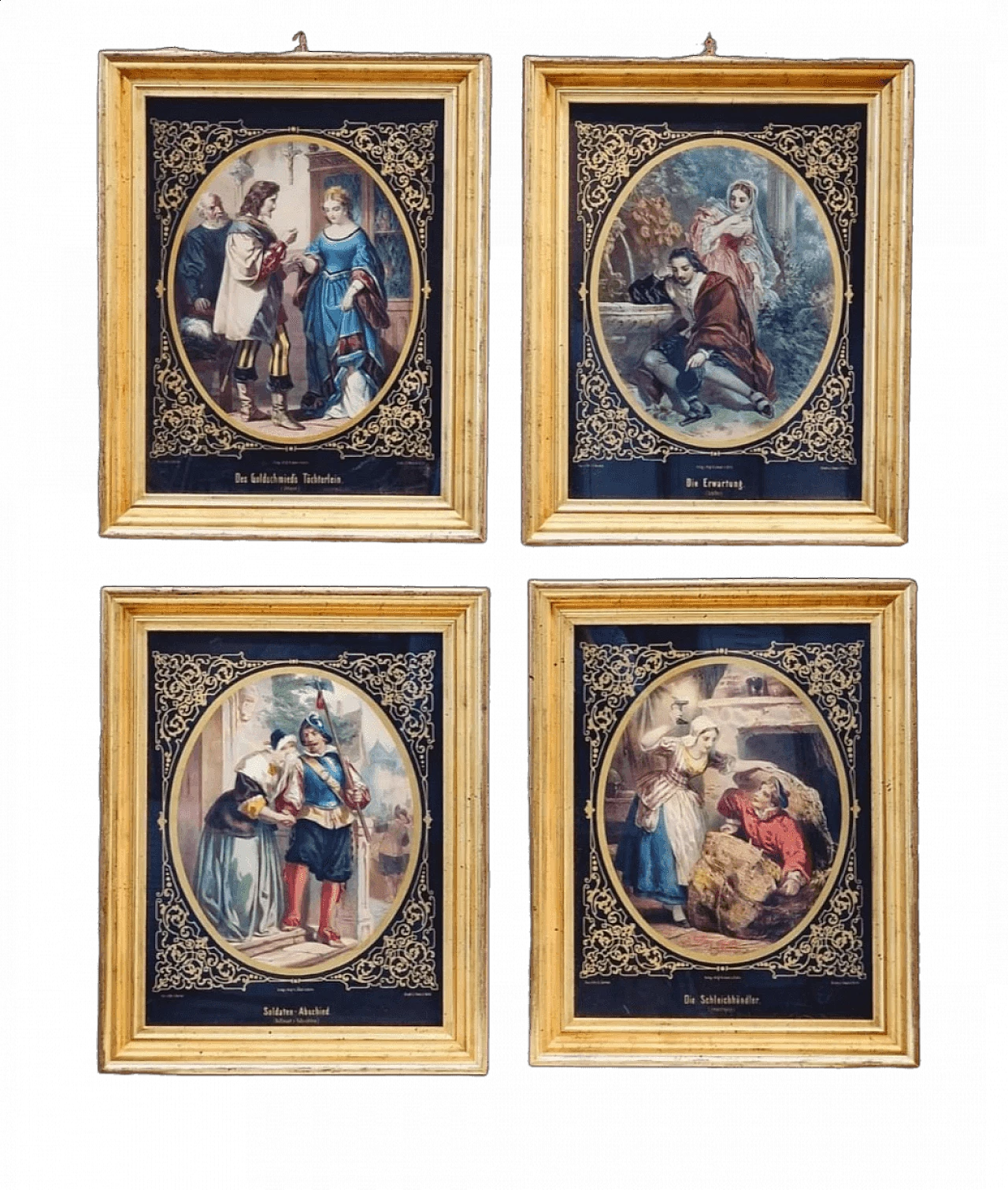 4 Watercolor lithographies by Gustav Bartsch, second half of the 19th century 11