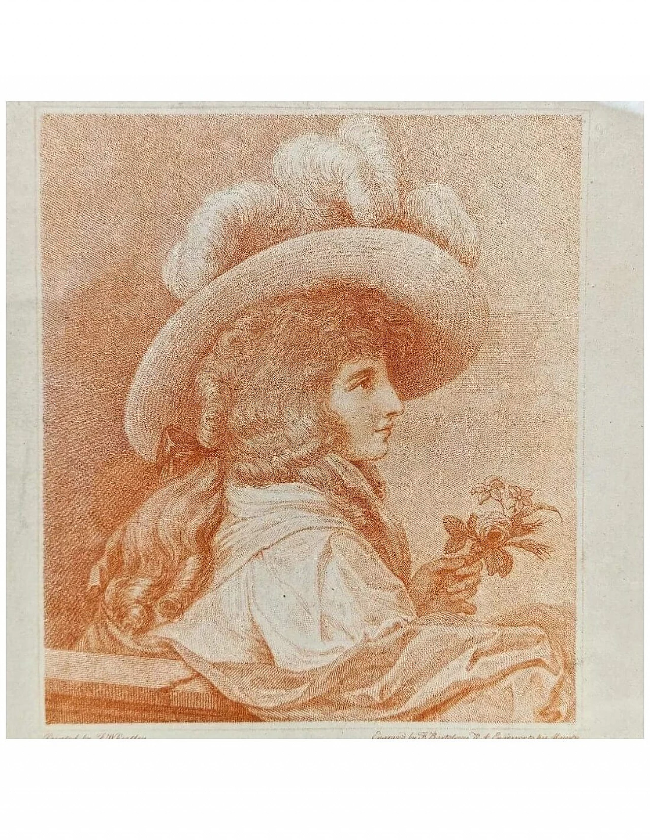 Pair of Automn and Summer sanguine etchings by Francesco Bartolozzi, 1780 2