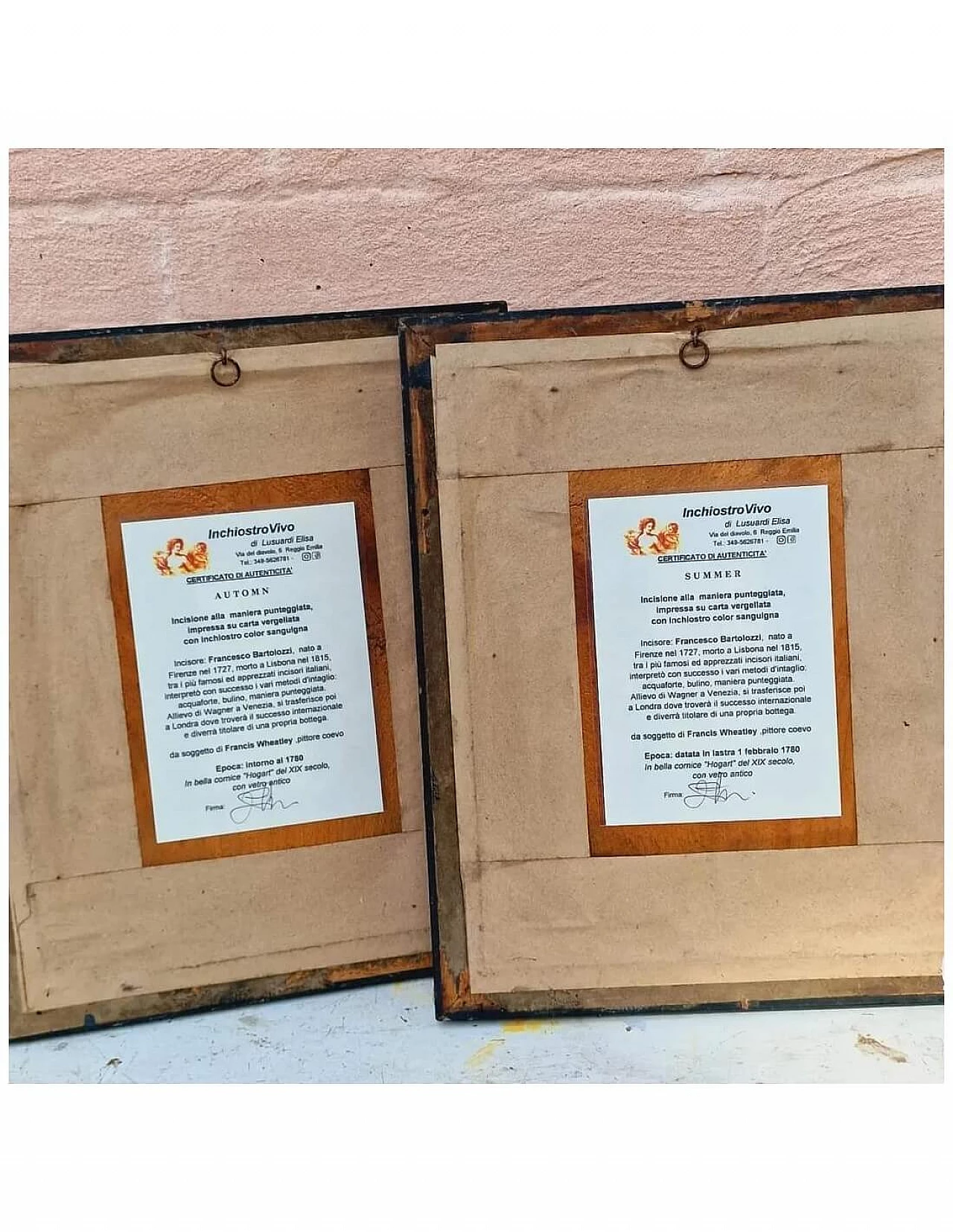 Pair of Automn and Summer sanguine etchings by Francesco Bartolozzi, 1780 9