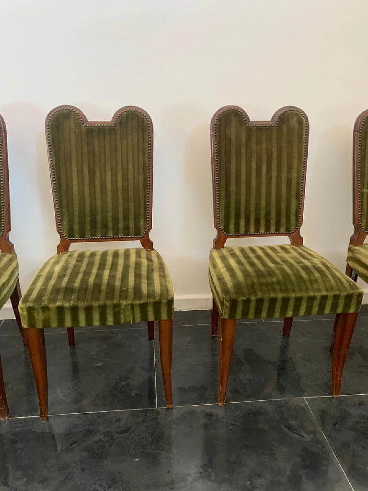 6 Wood and fabric chairs by Jaque Klein, 1940s 4