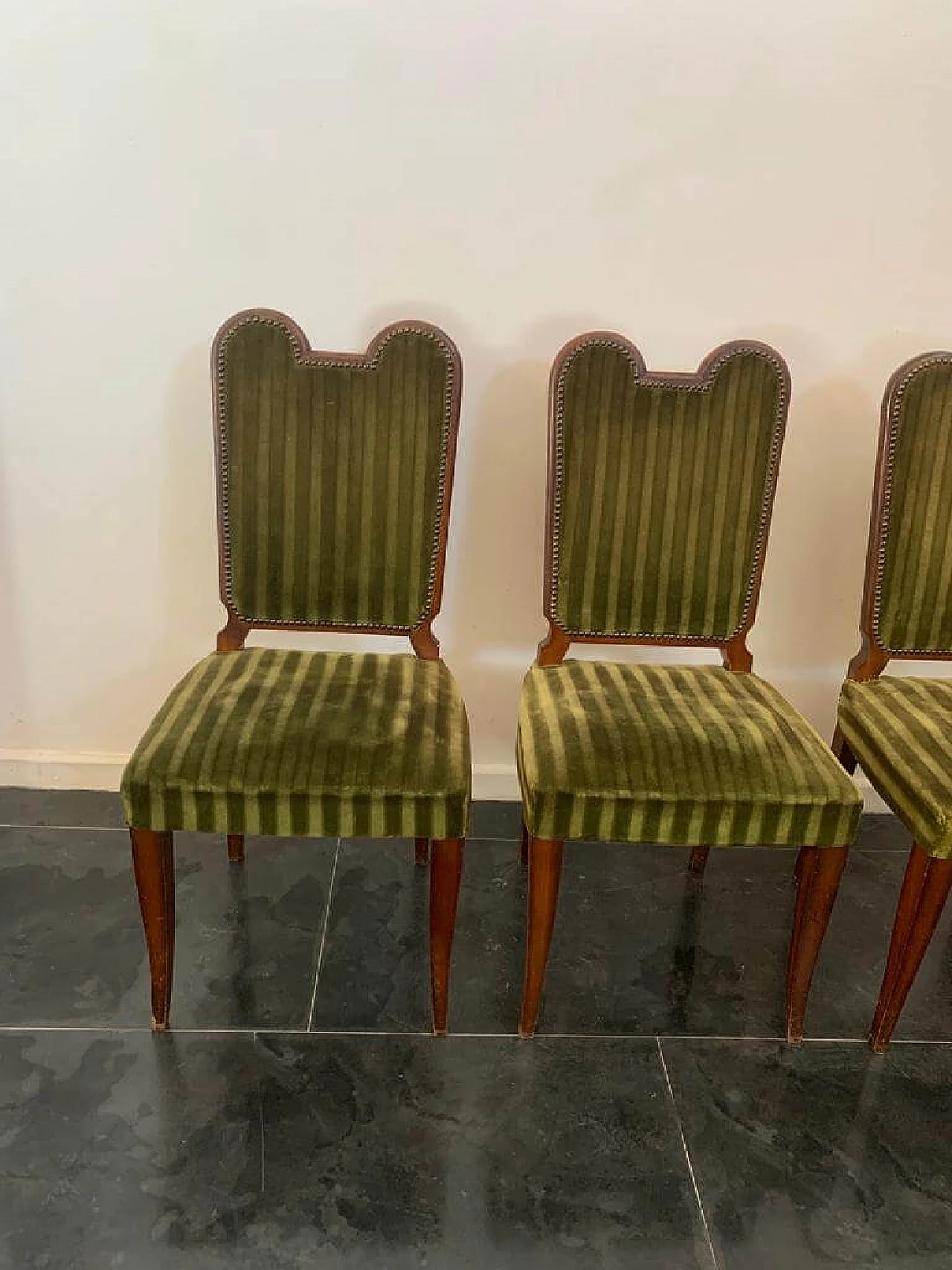 6 Wood and fabric chairs by Jaque Klein, 1940s 7