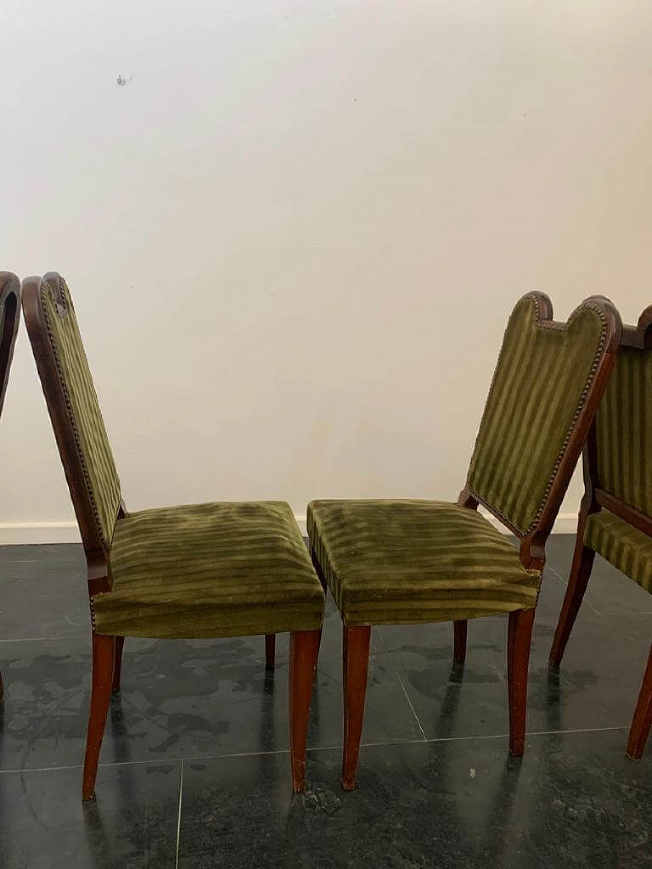 6 Wood and fabric chairs by Jaque Klein, 1940s 14