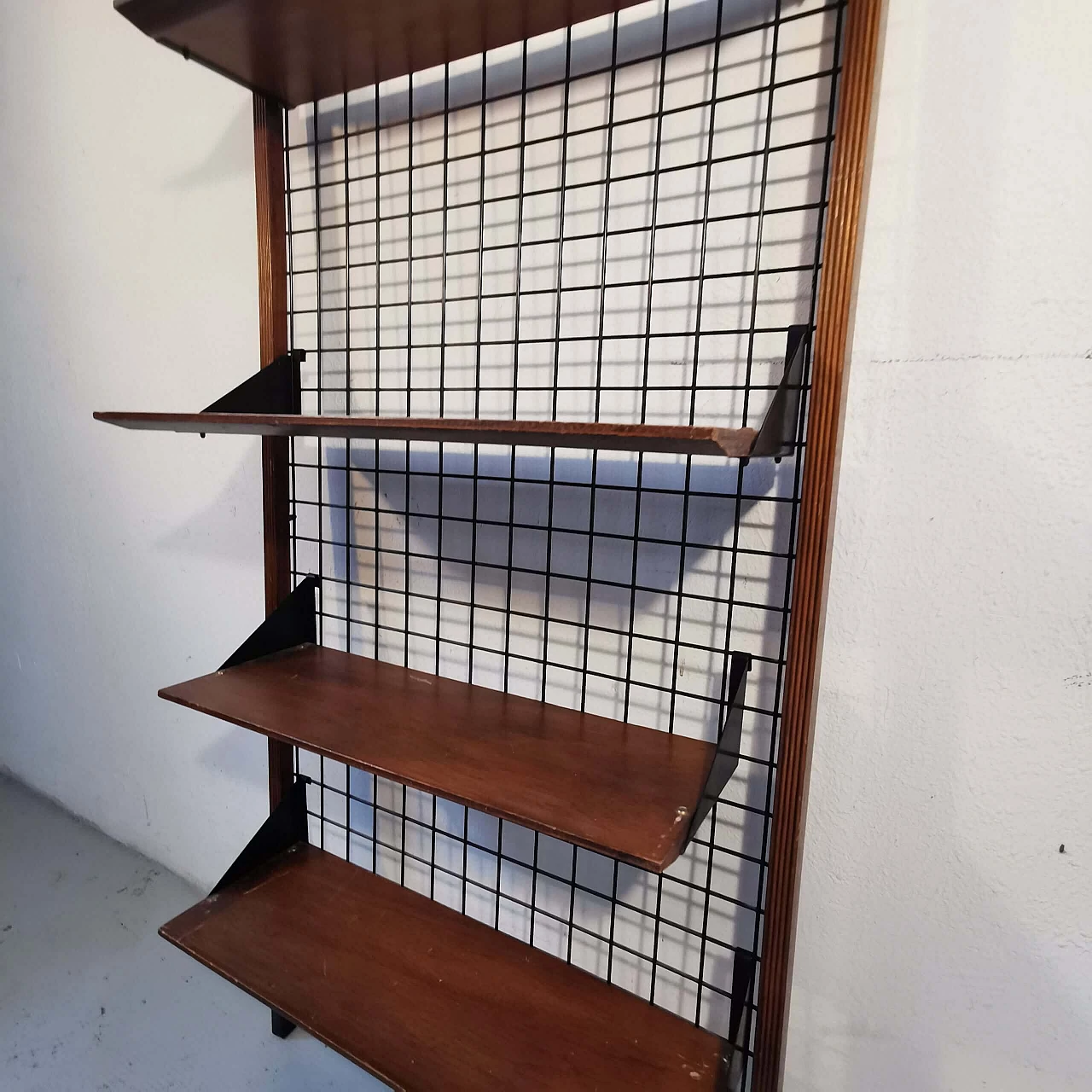 Metal and wood bookcase, 1960s 1